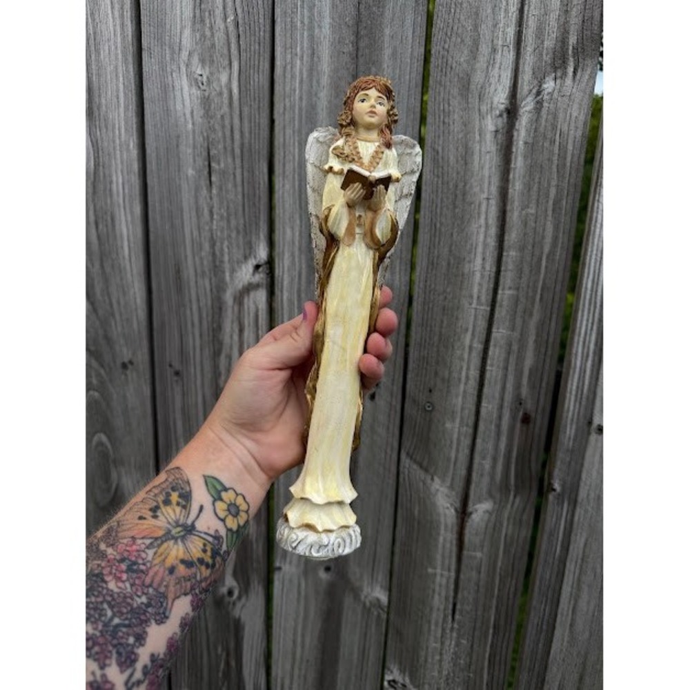 Angel Core Cottagecore Unbranded Angel Figurine 12in Cream Gold Vintage Style